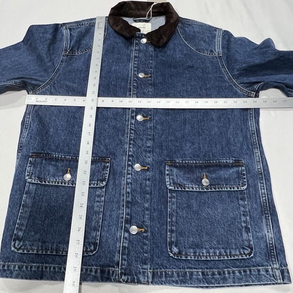 Everlane Blue Jean Jacket with Brown Collar - Picture 7 of 9